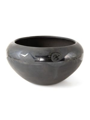 BLACKWARE POTTERY BOWL WITH AWANYU DESIGN BY MARIA MARTINEZ (SAN ILDEFONSO)