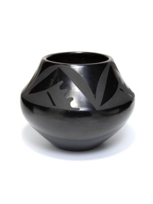 BLACKWARE POTTERY BOWL WITH GEOMETRIC DESIGNS BY MARIA MARTINEZ (SAN ILDEFONSO)