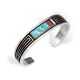 ONYX, SHELL, TURQUOISE & SILVER CUFF BRACELET BY ALBERT NELLS (NAVAJO)