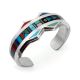 SILVER MULTI-STONE INLAY CUFF BRACELET BY JIMMY HARRISON (NAVAJO)