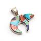 SILVER & MULTI-STONE INLAY BEAR PENDANT BY EARL PLUMMER (NAVAJO)