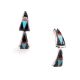 SILVER & MULTI-STONE INLAY HALF HOOP EARRINGS BY T. QUALO (ZUNI)