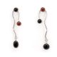 ONYX, CARNELIAN & SILVER EARRINGS BY VERONICA POBLANO (ZUNI)