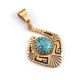 YELLOW GOLD & TURQUOISE PENDANT BY BOYD TSOSIE (NAVAJO)