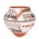 LARGE POTTERY JAR WITH TRAINS BY BARBARA & JOSEPH CERNO (ACOMA)