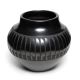 BLACKWARE POTTERY JAR WITH FEATHERS BY SANTANA & ADAM MARTINEZ (SAN ILDEFONSO)